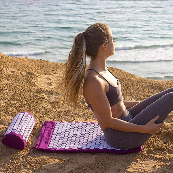 Acupressure Stress Relief Yoga Mat and Pillow Set