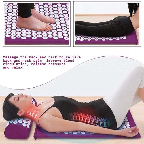 Acupressure Stress Relief Yoga Mat and Pillow Set